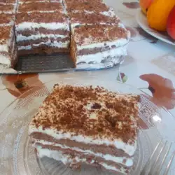 Десерт с праскови и шоколад