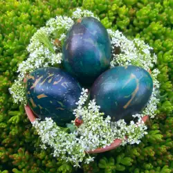 Боядисани яйца със салфетка Космос