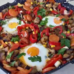 Пържени яйца със зеленчуци