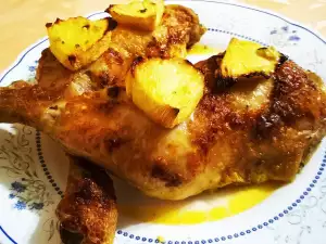 Печени пилешки бутчета с ананас