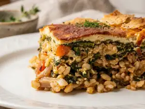 Лапад с гъби и ориз на фурна