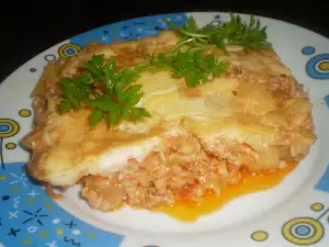 Мусака от кайма с картофи и ориз