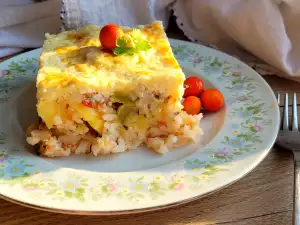 Мусака с тиквички, картофи и ориз