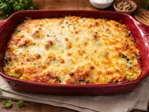 Огретен с картофи, спанак и шунка