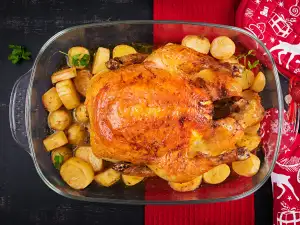 Печена коледна пуйка с картофи