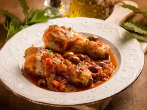 Пиле с маслини и домати по средиземноморски