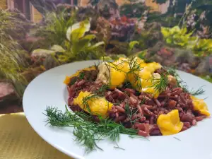 Пилешки хапки с червен ориз и сирена