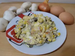 Гъбено мезе с яйца и краставички
