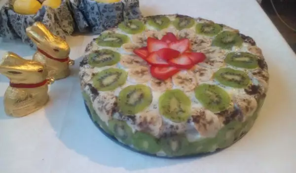Плодова бисквитена торта с пудинг