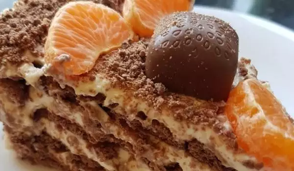 Ефирна бисквитена торта с маскарпоне