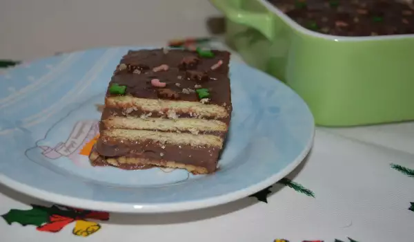 Бисквитена торта с шоколадов пудинг