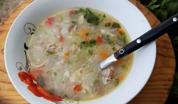Заешка супа с ориз и зеленчуци
