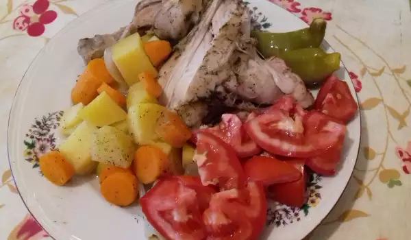 Пилешки бутчета със зеленчуци в плик