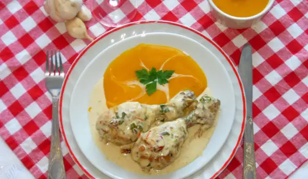 Пилешки бутчета със сирена и сушени домати