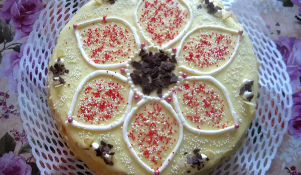 Бяла шоколадова торта с троен крем