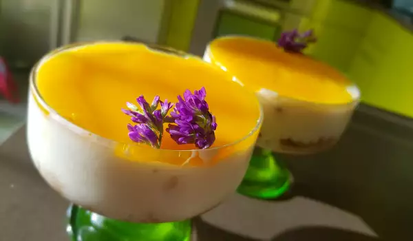 Прасковен чийзкейк с манго в чашки