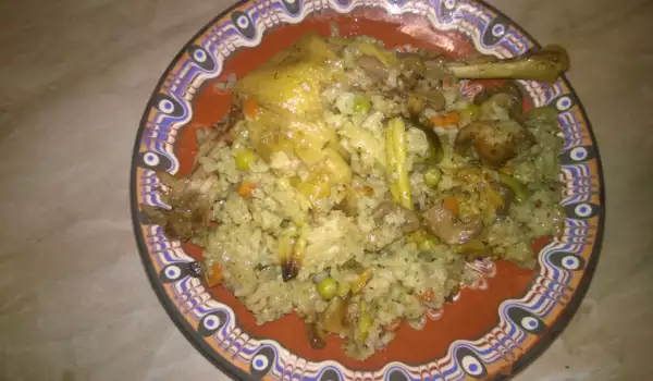 Домашно пиле с ориз и зеленчуци