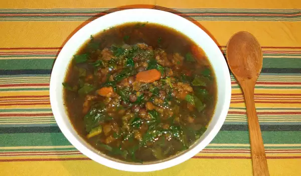 Градинска супа с два вида леща, лапад и киселец