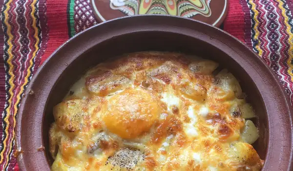 Запечени картофи с яйца в гювече