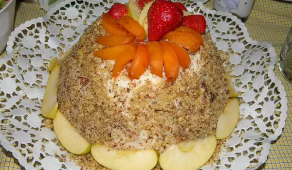 Желирана торта с плодове и орехи