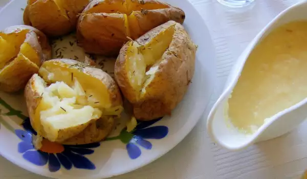 Печени картофи с кашкавалено фондю