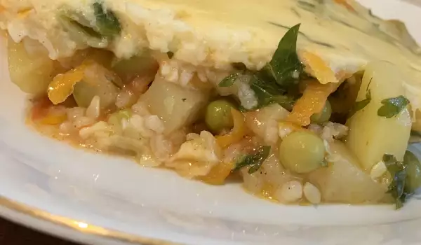 Вегетарианска мусака с грах и зелен боб