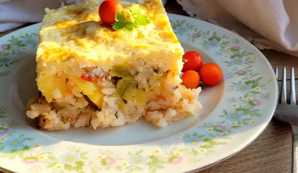 Мусака с тиквички, картофи и ориз