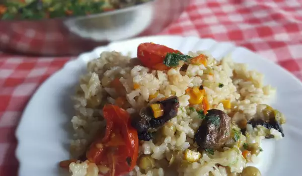 Постен ориз с гъби и зеленчуци