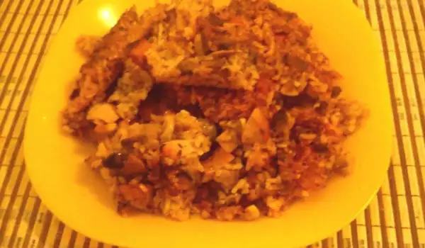 Ориз, гъби и картофи на фурна