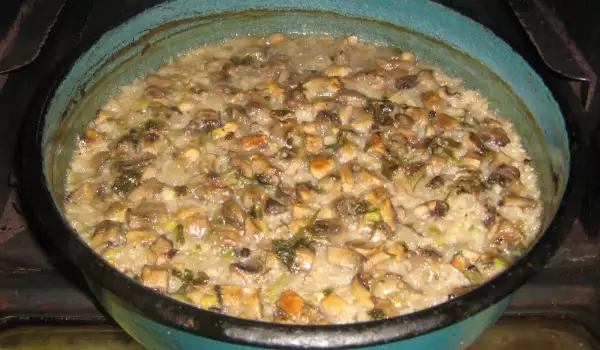 Ориз с гъби печен на фурна по рецепта на баба