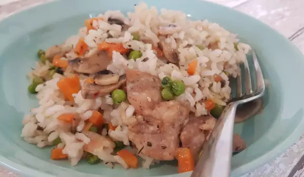 Ориз с пилешко и зеленчуци на фурна