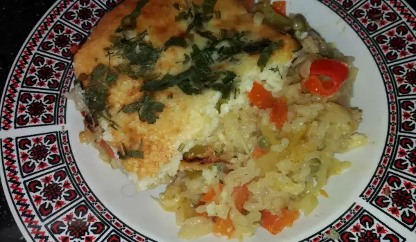Ориз със зеленчуци и магданозена заливка
