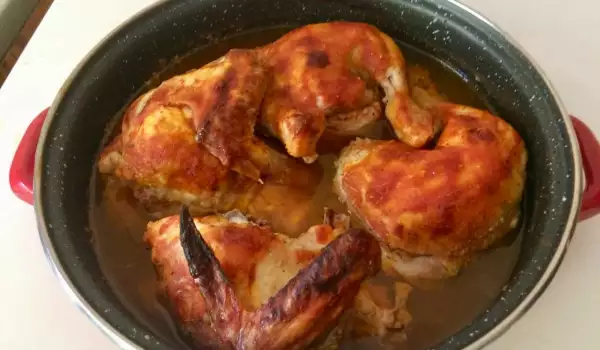 Печено пиле на порции
