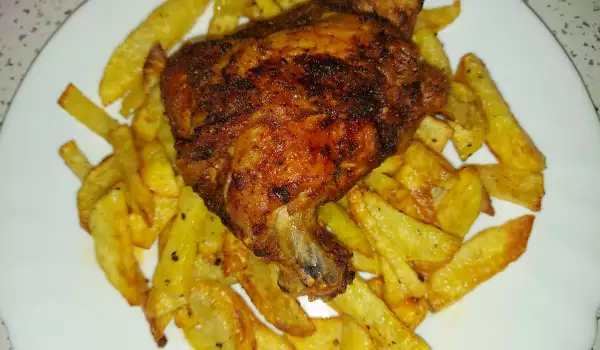 Хрупкаво пиле с картофи в еър фрайър