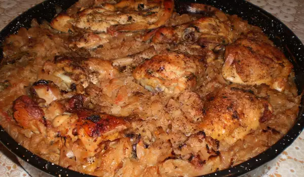 Пиле с прясно зеле на фурна