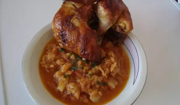 Печеното пиле на баба с прясно зеле