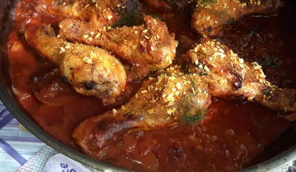 Пилешки боздуганчета в доматен сос