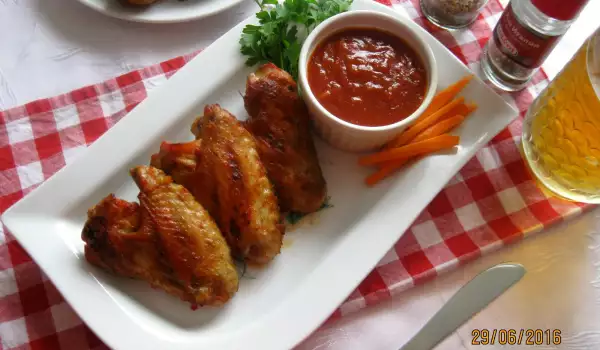 Пилешки крилца с BBQ сос (домашен)