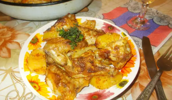 Пилешки крила с горчица, майонеза и вино