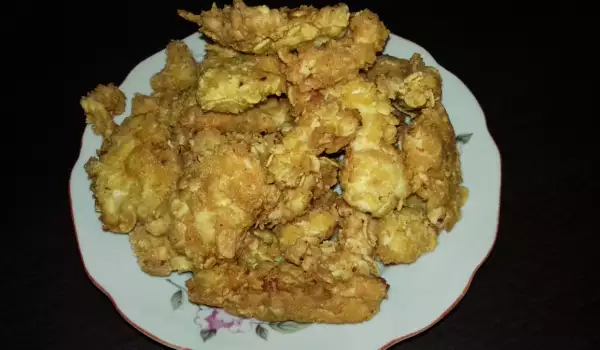 Мариновани пилешки филенца с царевичен корнфлейкс