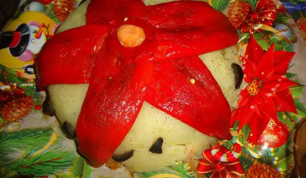 Постна картофена салата Коледна звезда