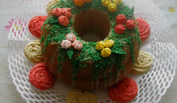 Празничен кейк с цветни топчета