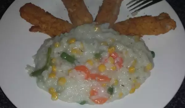 Ориз със зеленчуци с рибни филенца