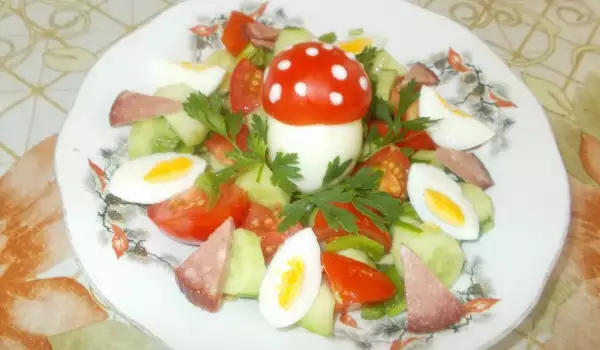 Салата с яйца и зеленчуци
