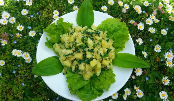 Пролетна картофена салата с коприва и левурда