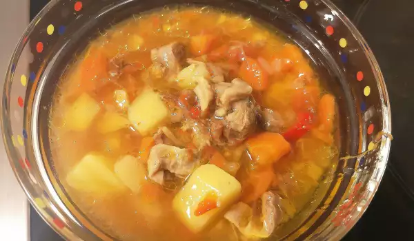 Супа от телешка саздърма със зеленчуци