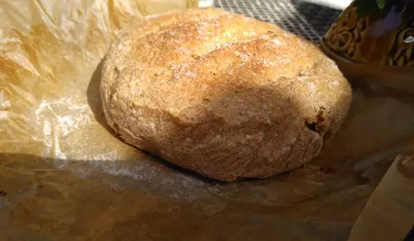 Селски хляб без месене с два вида брашно