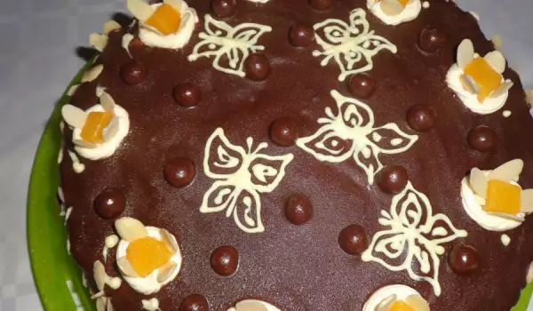 Шоколадова торта с кафе и вафли