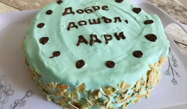 Лесна синьо-зелена сметанова торта