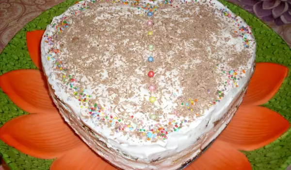 Сметанова торта с праскови